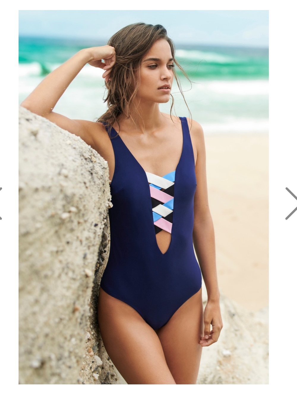 VALIMARE
St martin bandage colour block one piece indigo